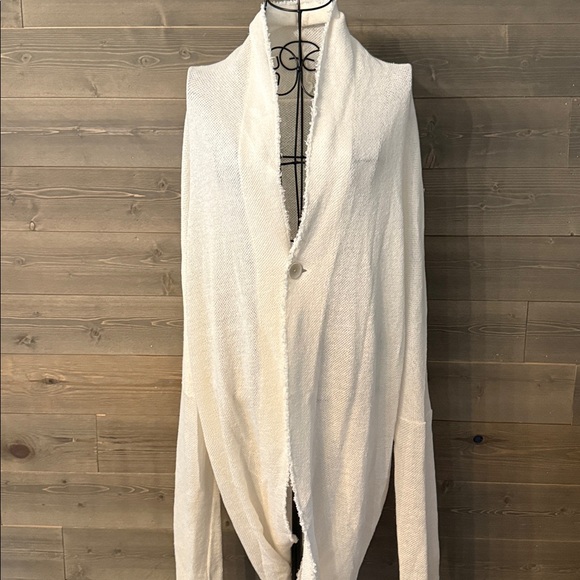 bajra Sweaters - Bajra white long sleeve waffle knit cardigan, contemporary style